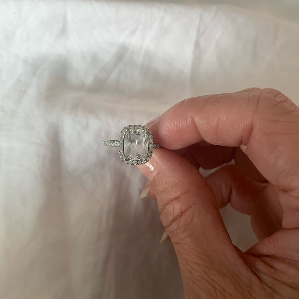 3ct oval halo CZ ring in size 5